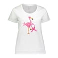 thumbnail image 1 of Inktastic Breast Cancer Pink Ribbon Flamingo Women's Plus Size T-Shirt, 1 of 5