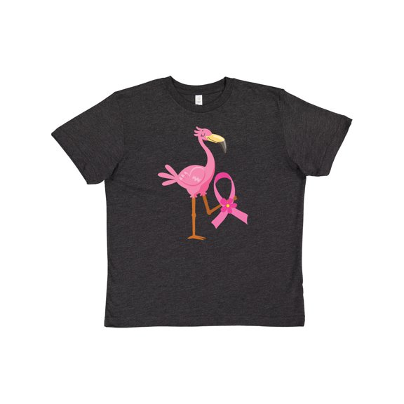 Inktastic Breast Cancer Pink Ribbon Flamingo Youth T-Shirt