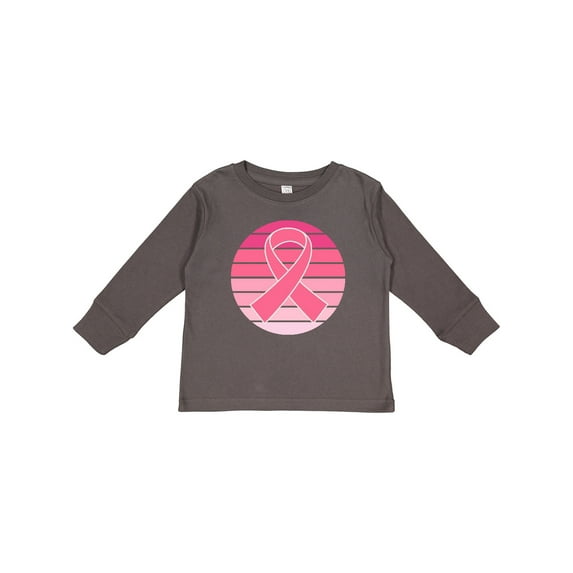 Inktastic Breast Cancer Pink Ribbon Retro Girls Long Sleeve Toddler T-Shirt