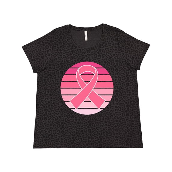 Inktastic Breast Cancer Pink Ribbon Retro Women's Plus Size T-Shirt