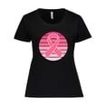 thumbnail image 1 of Inktastic Breast Cancer Pink Ribbon Retro Women's Plus Size T-Shirt, 1 of 5