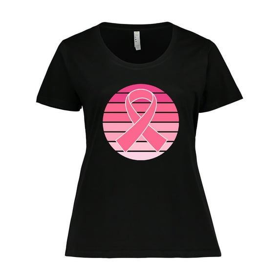 Inktastic Breast Cancer Pink Ribbon Retro Women's Plus Size T-Shirt