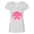 thumbnail image 1 of Inktastic Breast Cancer Pink Ribbon Retro Women's V-Neck T-Shirt, 1 of 5