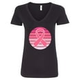 thumbnail image 1 of Inktastic Breast Cancer Pink Ribbon Retro Women's V-Neck T-Shirt, 1 of 5