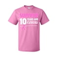 thumbnail image 1 of Inktastic Breast Cancer Survivor 10 Years and Running with Pink Ribbon T-Shirt, 1 of 5