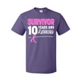 thumbnail image 1 of Inktastic Breast Cancer Survivor 10 Years and Running with Pink Ribbon T-Shirt, 1 of 5