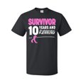 thumbnail image 1 of Inktastic Breast Cancer Survivor 10 Years and Running with Pink Ribbon T-Shirt, 1 of 5