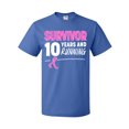 thumbnail image 1 of Inktastic Breast Cancer Survivor 10 Years and Running with Pink Ribbon T-Shirt, 1 of 5