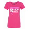 thumbnail image 1 of Inktastic Breast Cancer Survivor 10 Years and Running with Pink Ribbon Women's T-Shirt, 1 of 5
