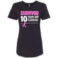 thumbnail image 1 of Inktastic Breast Cancer Survivor 10 Years and Running with Pink Ribbon Women's T-Shirt, 1 of 5