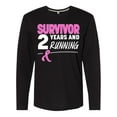 thumbnail image 1 of Inktastic Breast Cancer Survivor 2 Years and Running with Pink Ribbon Long Sleeve T-Shirt, 1 of 5