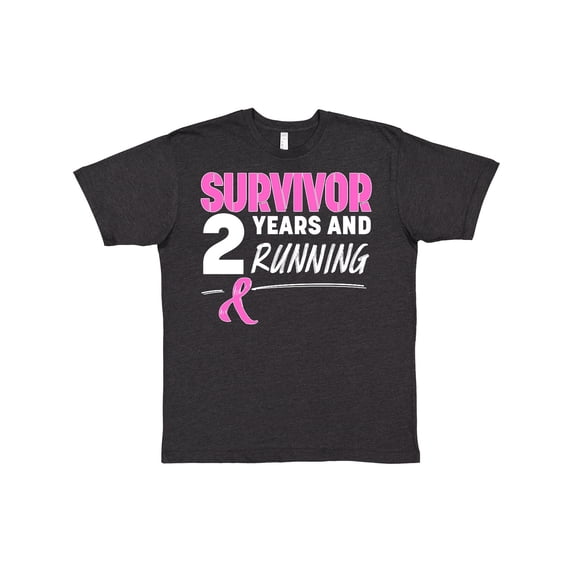 Inktastic Breast Cancer Survivor 2 Years and Running with Pink Ribbon T-Shirt