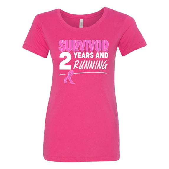 Inktastic Breast Cancer Survivor 2 Years and Running with Pink Ribbon Women's T-Shirt