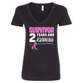 thumbnail image 1 of Inktastic Breast Cancer Survivor 2 Years and Running with Pink Ribbon Women's V-Neck T-Shirt, 1 of 5