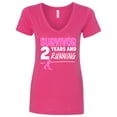 thumbnail image 1 of Inktastic Breast Cancer Survivor 2 Years and Running with Pink Ribbon Women's V-Neck T-Shirt, 1 of 5