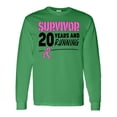 thumbnail image 1 of Inktastic Breast Cancer Survivor 20 Years and Running with Pink Ribbon Long Sleeve T-Shirt, 1 of 5