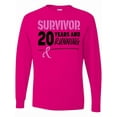 thumbnail image 1 of Inktastic Breast Cancer Survivor 20 Years and Running with Pink Ribbon Long Sleeve T-Shirt, 1 of 5