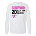 thumbnail image 1 of Inktastic Breast Cancer Survivor 20 Years and Running with Pink Ribbon Long Sleeve T-Shirt, 1 of 5
