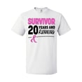 thumbnail image 1 of Inktastic Breast Cancer Survivor 20 Years and Running with Pink Ribbon T-Shirt, 1 of 5