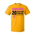 thumbnail image 1 of Inktastic Breast Cancer Survivor 20 Years and Running with Pink Ribbon T-Shirt, 1 of 5