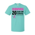 thumbnail image 1 of Inktastic Breast Cancer Survivor 20 Years and Running with Pink Ribbon T-Shirt, 1 of 5