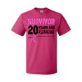 thumbnail image 1 of Inktastic Breast Cancer Survivor 20 Years and Running with Pink Ribbon T-Shirt, 1 of 5