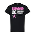 thumbnail image 1 of Inktastic Breast Cancer Survivor 20 Years and Running with Pink Ribbon T-Shirt, 1 of 5