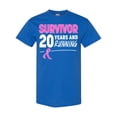 thumbnail image 1 of Inktastic Breast Cancer Survivor 20 Years and Running with Pink Ribbon T-Shirt, 1 of 5