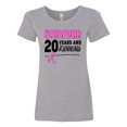 thumbnail image 1 of Inktastic Breast Cancer Survivor 20 Years and Running with Pink Ribbon Women's T-Shirt, 1 of 5