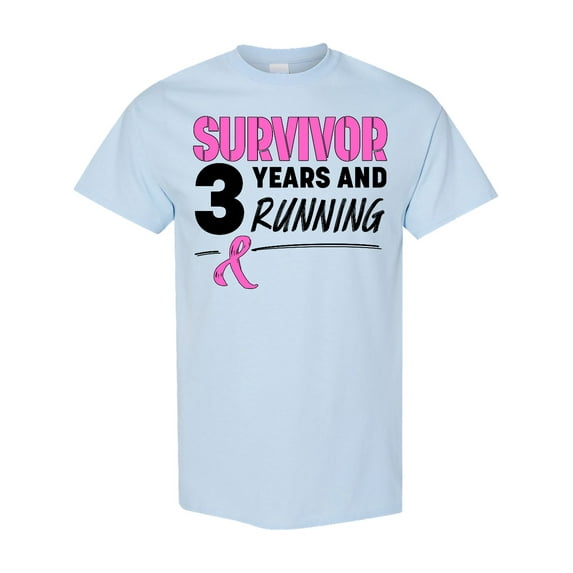 Inktastic Breast Cancer Survivor 3 Years and Running with Pink Ribbon T-Shirt