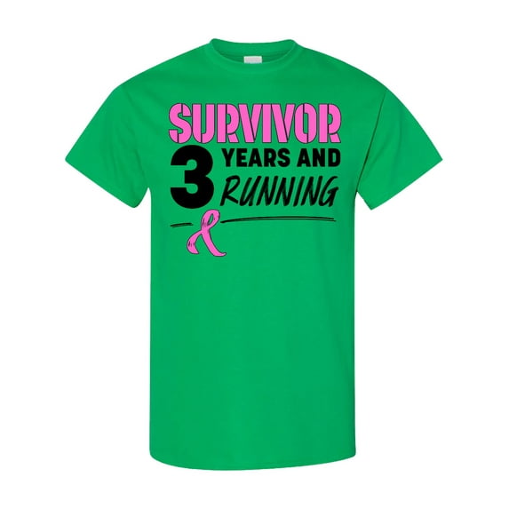 Inktastic Breast Cancer Survivor 3 Years and Running with Pink Ribbon T-Shirt