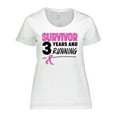 thumbnail image 1 of Inktastic Breast Cancer Survivor 3 Years and Running with Pink Ribbon Women's Plus Size T-Shirt, 1 of 5