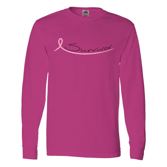 Inktastic Breast Cancer Survivor Pink Ribbon Long Sleeve T-Shirt