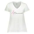 thumbnail image 1 of Inktastic Breast Cancer Survivor Pink Ribbon Women's Plus Size V-Neck T-Shirt, 1 of 5
