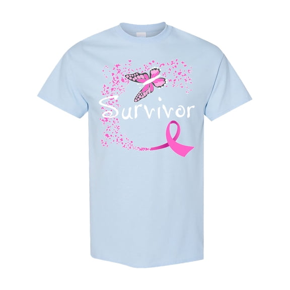 Inktastic Breast Cancer Survivor-butterfly Ribbon T-Shirt