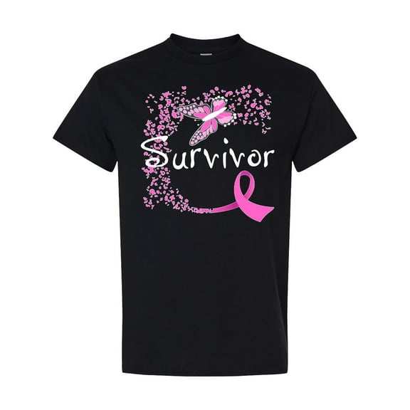 Inktastic Breast Cancer Survivor-butterfly Ribbon T-Shirt