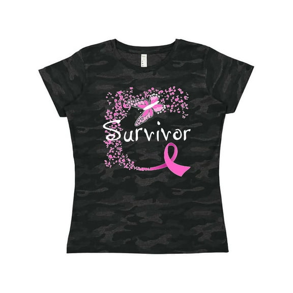 Inktastic Breast Cancer Survivor-butterfly Ribbon Women's T-Shirt