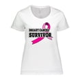 thumbnail image 1 of Inktastic Breast Cancer Survivor with Pink Ribbon Women's Plus Size T-Shirt, 1 of 5