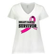thumbnail image 1 of Inktastic Breast Cancer Survivor with Pink Ribbon Women's Plus Size V-Neck T-Shirt, 1 of 5