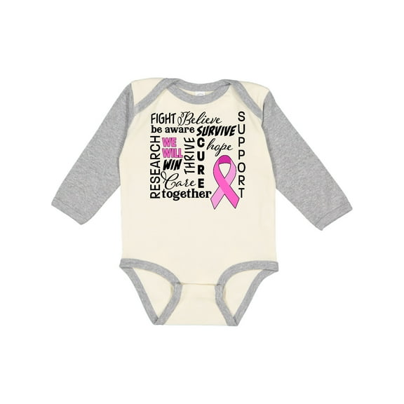 Inktastic Breast Cancer- Together We Will Win Boys or Girls Long Sleeve Baby Bodysuit