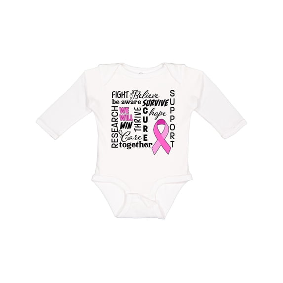 Inktastic Breast Cancer- Together We Will Win Boys or Girls Long Sleeve Baby Bodysuit