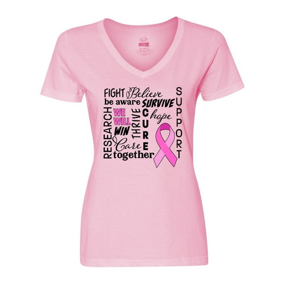 Inktastic Breast Cancer- Together We Will Win Women's V-Neck T-Shirt