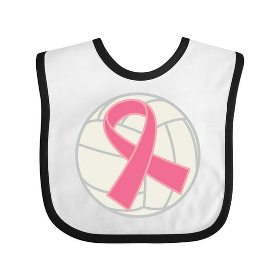 Inktastic Breast Cancer Volleyball Pink Ribbon Sports Gear Boys or Girls Baby Bib