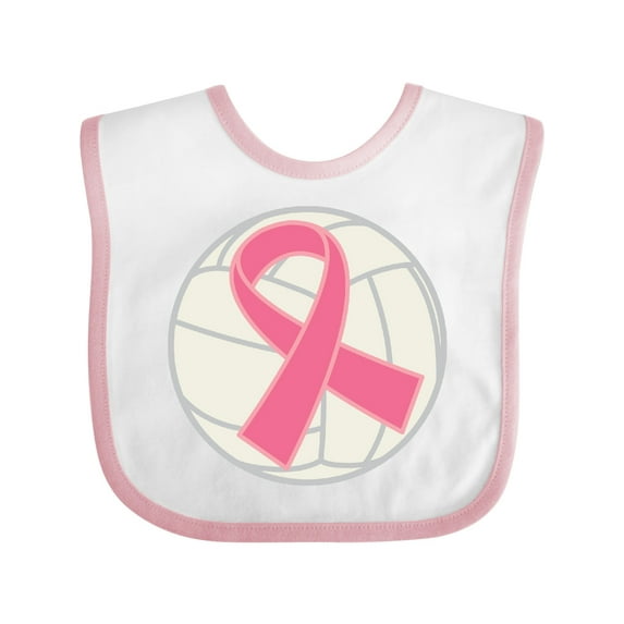 Inktastic Breast Cancer Volleyball Pink Ribbon Sports Gear Boys or Girls Baby Bib