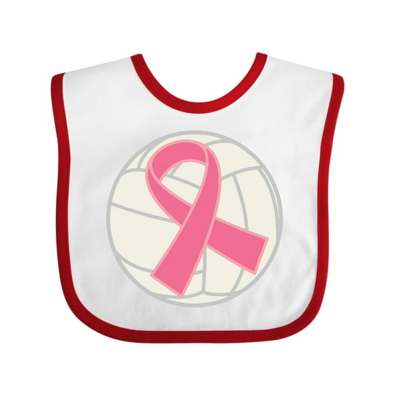 Inktastic Breast Cancer Volleyball Pink Ribbon Sports Gear Boys or Girls Baby Bib