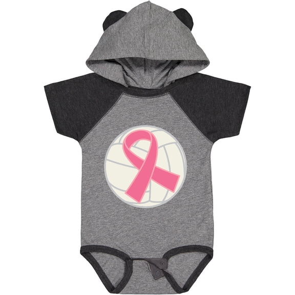 Inktastic Breast Cancer Volleyball Pink Ribbon Sports Gear Boys or Girls Baby Bodysuit