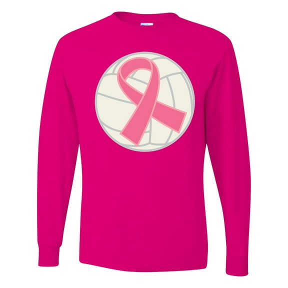 Inktastic Breast Cancer Volleyball Pink Ribbon Sports Gear Long Sleeve T-Shirt