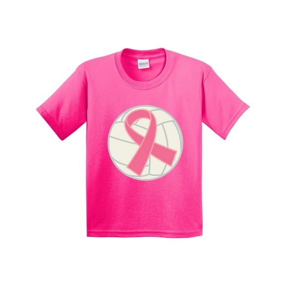 Inktastic Breast Cancer Volleyball Pink Ribbon Sports Gear Youth T-Shirt