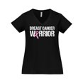 thumbnail image 1 of Inktastic Breast Cancer Warrior Women's Plus Size V-Neck T-Shirt, 1 of 5