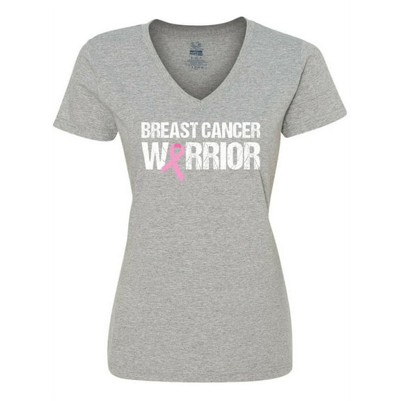 Inktastic Breast Cancer Warrior Women's V-Neck T-Shirt